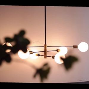 YnL | Đèn Chùm LED Hiện Đại Phong Cách Bắc Âu Màu Đen Vàng Bóng E27 Dùng Cho Phòng Ngủ Phòng Khách Đèn Trần Trong Nhà Thân Đèn Bằng Nhôm Có Thể Điều Chỉnh Độ Sáng