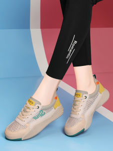 Leather Sport Shoes Womens Flat Bottom Casual Running Traveling Spring Summer Mesh Shoes Soft Bottom Versatile Small Leather