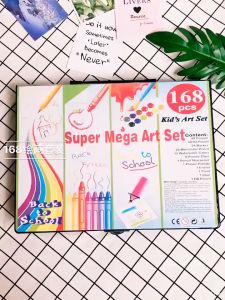 Art Drawing Crayon Set 168 Pcs / Krayon Mewarnai Anak 168pcs / Pensil Warna Set 168pcs Mewarnai dan Melukis Lengkap dengan Cat Air Alat Mewarnai Anak Anak / Alat Tulis Gambar Tulis & Melukis