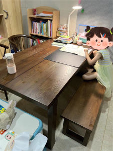Solid Wood Large Dining Table Dining Table Rectangular Large Board Household Living Room Desk Dining Table Integrated Mobien Workbench
