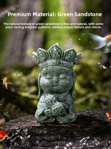 JISU | Good Luck Peanut Buddha Statue Ornament Green Sandstone