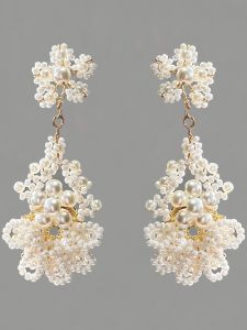 Luxurious Handmade Beaded Pearl Petal Flower DIY Hair Clip Ear Decor Materials Fashionable Jewelry Accessories