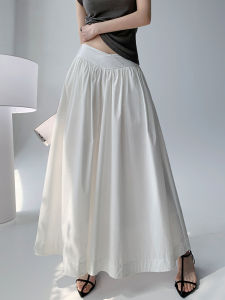 Slimming High Waist A-Line Midi Skirt Womens Cotton Sensation Half Body Skirt Autumn Artistic Waist Design Large Swing Skirt