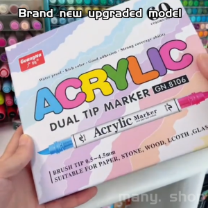 Dual-tip Acrylic Paint Markers Brush Tip Water Based Acrylic Markers with Automatic Ink Control System Waterproof Acrylic Paint Pens for Rock Painting Wood Fabric Egg Christmas Gift