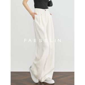 FAESSLIN | Old Money Style Linen Wide Leg Suit Pants White