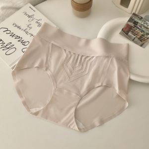 Ultra-Thin Air Sensation Ice Silk Underwear High-Waist Quick-Dry Seamless Mesh Wide Waist Edge Triangle Pants Womens Briefs