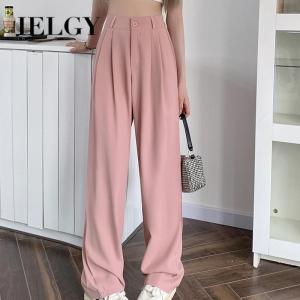 IELGY suit pants womens drape sense solid color casual high waist slimming loose wide-leg trousers