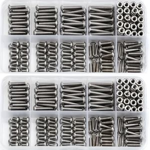340PCS Stainless Steel Hex Socket Screws Nut Set - M3 Size - For Furniture Car and Construction with Box