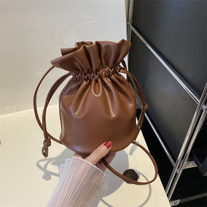 Fashionable Solid Color Bucket Bag Womens Crossbody Shoulder Bag 2023 New Korean Style Versatile INS Bucket Bag