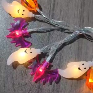 1.5M/3M Halloween LED String Lights Pumpkin Ghost Bat Fairy Lights Outdoor Indoor Halloween Party Decorations for Garden Patio