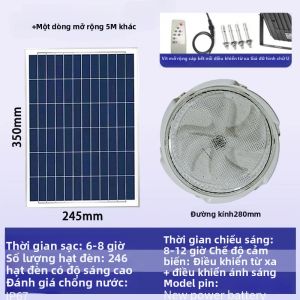 Đèn Trần Chạy Bằng Năng Lượng Mặt Trời JVEE 300W Đèn LED Trong Nhà Ngoài Trời Không Thấm Nước Cho Nhà Để Xe Hiên Nhà - Tiết Kiệm Năng Lượng Với Điều Khiển Từ Xa