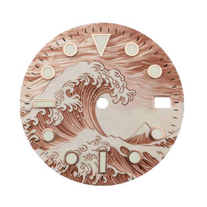 NH35 Watch Dial Purple Pink Great Wave Pattern Custom Modified Dial Fit NH35 Movement Replacement Watch Accessory For NH35 Mod