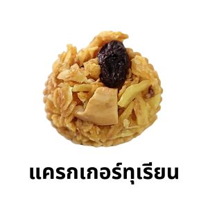 แม่ลี้ แครกเกอร์ทุเรียนทอด (แคร็กเกอร์ทุเรียน ผสมลูกเกดและเม็ดมะม่วงหิมพานต์) สูตรร้านแม่ลี้ ของฝาก จังหวัดจันทุบรี