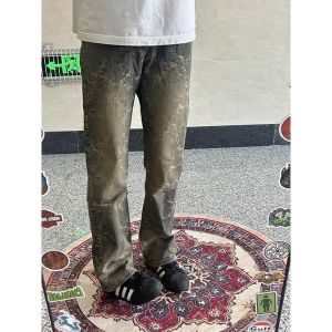 Slim Fit American Street Style Jeans Mens Summer Fashionable Straight Leg Jeans mid Waist Washed Denim Youth Casual Wear