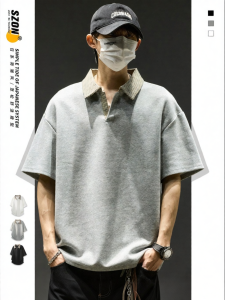 SZON | Heavy Summer Casual Polo Shirt for Teens Loose Two-Layer Design Gingham