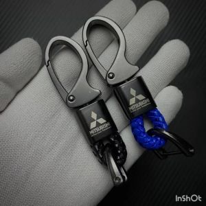 Gantungan kunci kulit mobil logo honda toyota model gesper anyam