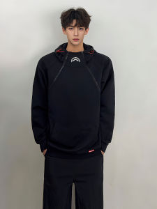 American Style Heavyweight Shark Mouth Sweatshirt Mens Autumn Double Zipper High Collar Hooded Jacket Design Sports Hoodie