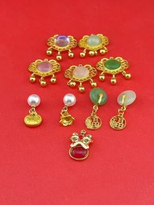 (1 cái)Charm treo phối ngọc nhiều mẫu Nguyên liệu làm trang sức cổ trang Nguyên liệu diy