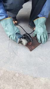 Non Slip Dark Cowhide Protective Work Gloves Full Connected Back Design for Driving Welding and Gardening Work