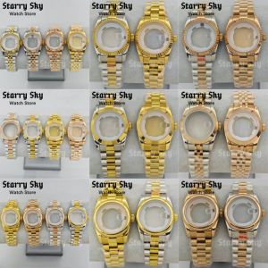 Starry Sky 31mm Ladys Sapphire Glass Stainless Steel Gold/Rose Gold Watch Case Watch Band Suitable For NH05 Movement Watch Part