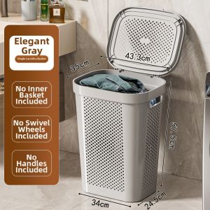 Mobile Dirty Clothes Storage Basket with Cover and Wheels