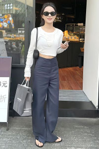 High Waist Wide Leg Linen Straight Pants Womens Summer New Design Casual Cotton Linen Loose Fit Trousers Versatile Style