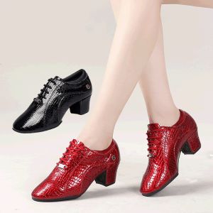 Cowhide Sports Shoes Soft Sole Adult Square For Women Leather Modern Latin Ballroom Sneakers