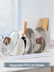 SimpleJoy Expandable Pot Lid Storage Racks Pot Lid Holder Adjustable Width Kitchen Racks Organizer