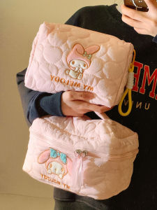 Sanrio Meilti Large Capacity Cosmetic Bag Womens Portable Travel Cute Skin Care Products Buggy Bag Case Wash Bag