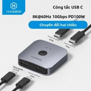 Hagibis | Cổng Chuyển Đổi USB C Hai Chiều Hagibis 1 Vào 2 Ra/2 Vào 1 Ra Tốc Độ 10Gbps Hỗ Trợ Sạc 100W Dành Cho Laptop Macbook Thunderbolt 4/5 Dock Sạc USB Type-C