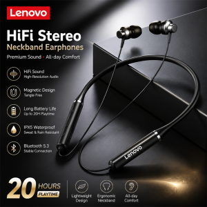 Lenovo | Origial Lenovo HE05X Bluetooth Earphones Earphone Waterproof Earplugs HIFI Sound Magnetic Neckband Headset Sports Headphone Gift