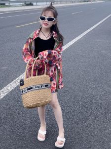 Girls Summer Lightweight Outdoor Breathable Sun Protection Clothing Set Trendy Short Outerwear Korean Style Childrens Wear