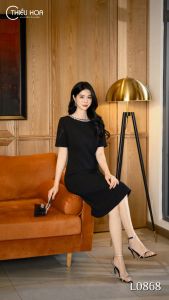 Đầm thiết kế sang trọng thanh lịch chất liệu vải dệt cao cấp DD4L0868 Thời trang Thiều Hoa