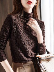 Fashion New Elegant Design Niche Half-High Collar Lace Base Layer Top