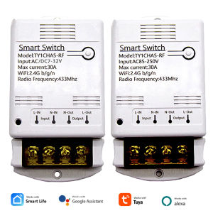 Wifi 30A Relay Module 85-250V 220V 7-32V Smart Switch Home Automation Controller Tuya Remote Control Work With Alexa Google Home