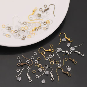 1 Set 300pcs Multiple Color Iron Ear Hooks+100 Single Loops+100 Earplugs Beads Kit for DIY Accessories Earrings Findings Craft Makings