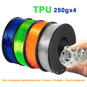 250gx4 3D Printer Flexible TPU Transparent Filament Elastic 1.75mm 3D Printing Material tpu transparent orange 250g 500g 1Kg
