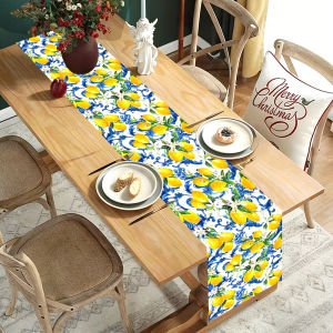 1Pc Tropical Lemon Table Runner Summer Dining Table Decor Indoor Beach Party Wedding Supplies Kitchen Banquet Tabletop Supplies