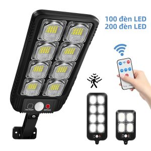 Đèn Đường Năng Lượng Mặt Trời 100/200LED IP65 Đèn Tường Cảm Biến Chuyển Động Ngoài Trời Chống Nước Có Điều Khiển Từ Xa Cho Sân Vườn Bóng Đèn LED Đương Đại