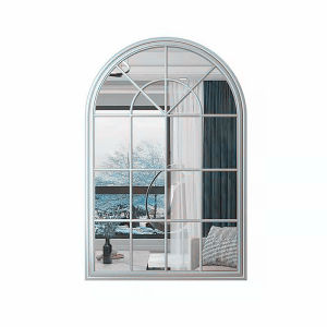 Rustic Iron Art Square Decorative Mirror Frame Wall Mounted False Window Metal Living Room Restaurant Background Hanging