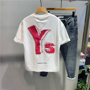 เสื้อยืดแฟชั่นฤดูร้อนของผู้ชายพร้อมตัวอักษรสีสันสดใสพิมพ์คอกลมแขนสั้นผ้าฝ้ายระบายอากาศท็อปส์สําหรับเยาวชน