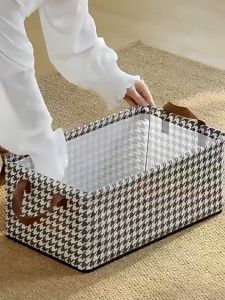 Hộp Vải Đựng Đồ Đa Năng Khung Sắt Họa Tiết Caro Gấp Gọn Loại 26 Lít - Hộp khung sắt vải Canvas hoạ tiết Caro đựng quần áo  tất  đồ lót  chăn màn đa năng  tiện lợi  có thể gấp gọn