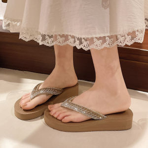 QIAOHUI | Anti-slip Fashionable Rhinestone Platform Wedge Sandals