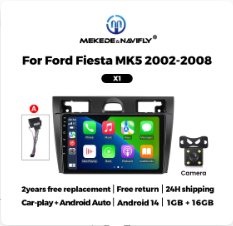 MEKEDE 9inch Car radio Video player Android14 for Ford Fiesta Mk VI 5 Mk5 2002- 2008 CarPlay +Android Auto Navigation GPS