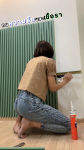 รุ่น M010-White ไม้ระแนง ไม้ระแนงเทียม ไม้ระแนงสีขาวล่องกลาง ขนาด 9.5 x280 x 2.7 cm