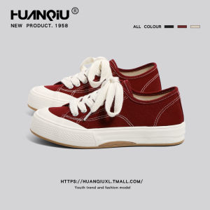 HuanQiu | Wine Red Canvas Women Shoes Spring New Original All-match Leisure Sports Shoes