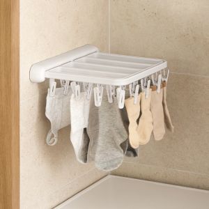 Foldable Clothes Hanger Punch-free Home Balcony Clothes Wall Hanging Drying Rack Socks Drying Hanger Multi-clip Clothes Hanging