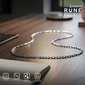 Emrys Necklace RUNE Kalung Titanium Anti Karat Pria Wanita