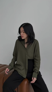 KEMEJA WANITA TAHUN 2025//Kemeja Wanita Polos Lengan Panjang Wanita Katun Rayon Long Shirt Organik// other kemeja bahan katun rayon twill