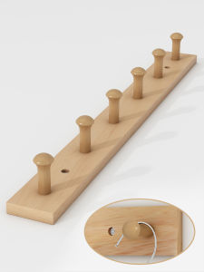 Solid Wood Clothes Hook Wall Mounted No Drilling Required for Try-On Rooms And Door Back Adhesive Hooks Family Organizer